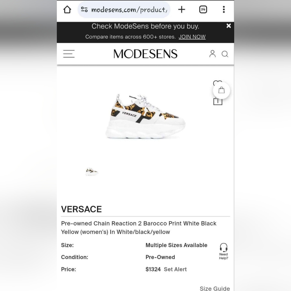 Versace Chain Reaction 2 Barocco Print Size 37